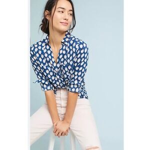 Maeve Anthropologie Rochelle Strawberry Print Button Down Shirt 2 staple chic